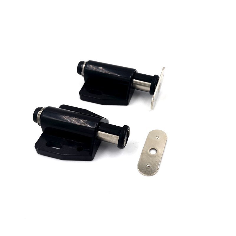 Bouchon de meuble magnétique puissant, 2 pièces, bouton poussoir pour ouvrir, loquet, arrêt silencieux, tampon de porte de placard de cuisine, aimant noir