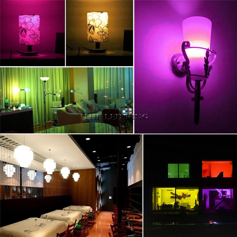 Ampoule LED RGB E14 de 3W, 5W, 10W, 15W, 85-265V, variable, avec télécommande IR, 16 couleurs