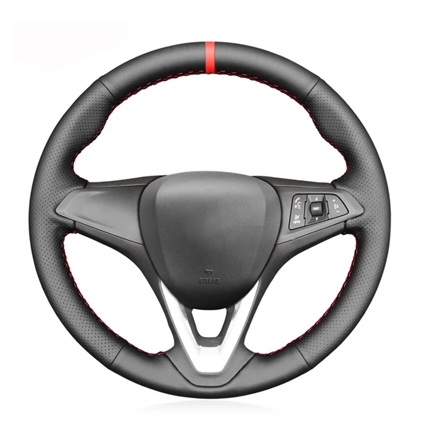 Kunstmatige Lederen Rode Marker No-Slip Auto Stuurhoes Voor Opel Astra K Corsa E Crossland X Insignia ct B Karl Zafira