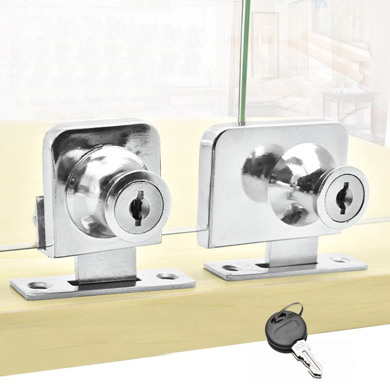 (4 Stuks) Glazen Kast Slot Met Sleutels Zinklegering Showcase Kast Slot Glas Deurslot Geen Behoefte Ponsen