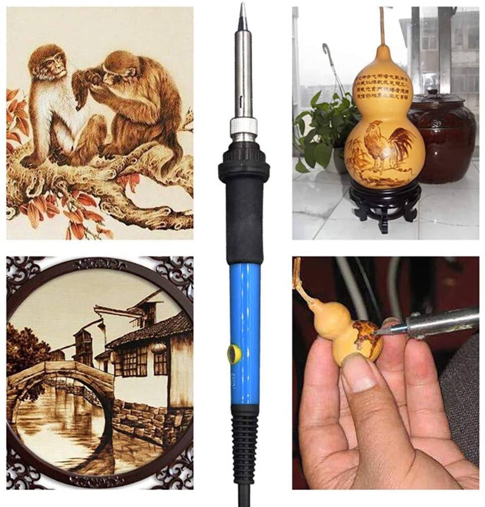 Elektrisk lödkit kit vedeldad penna 46 st 60w tips pyrografi hantverktyg 110v/220v reparation för träbearbetning
