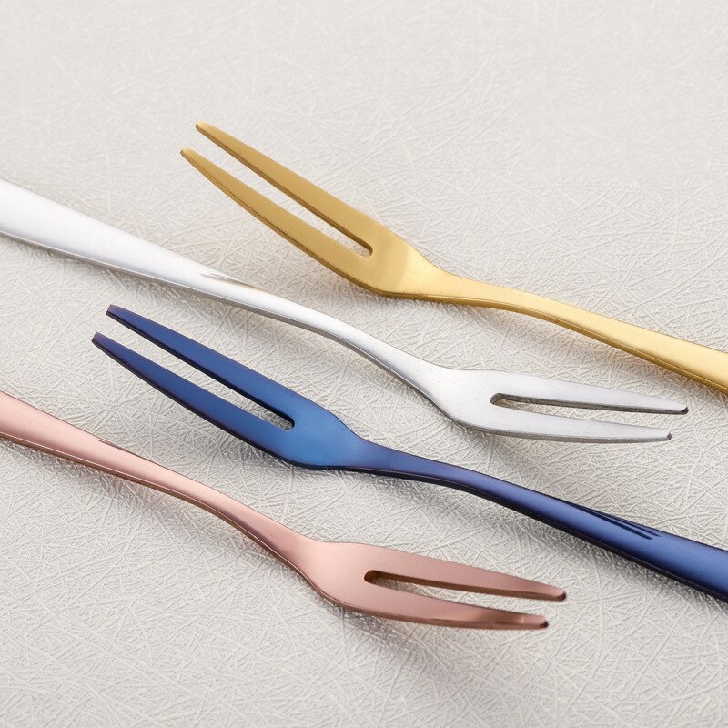 Fourchette à fruits coréenne en acier inoxydable | Ensemble de 6 pièces/ensemble 304 fourchette à gâteaux, fourchettes à fruits créatives de Protection de l'environnement