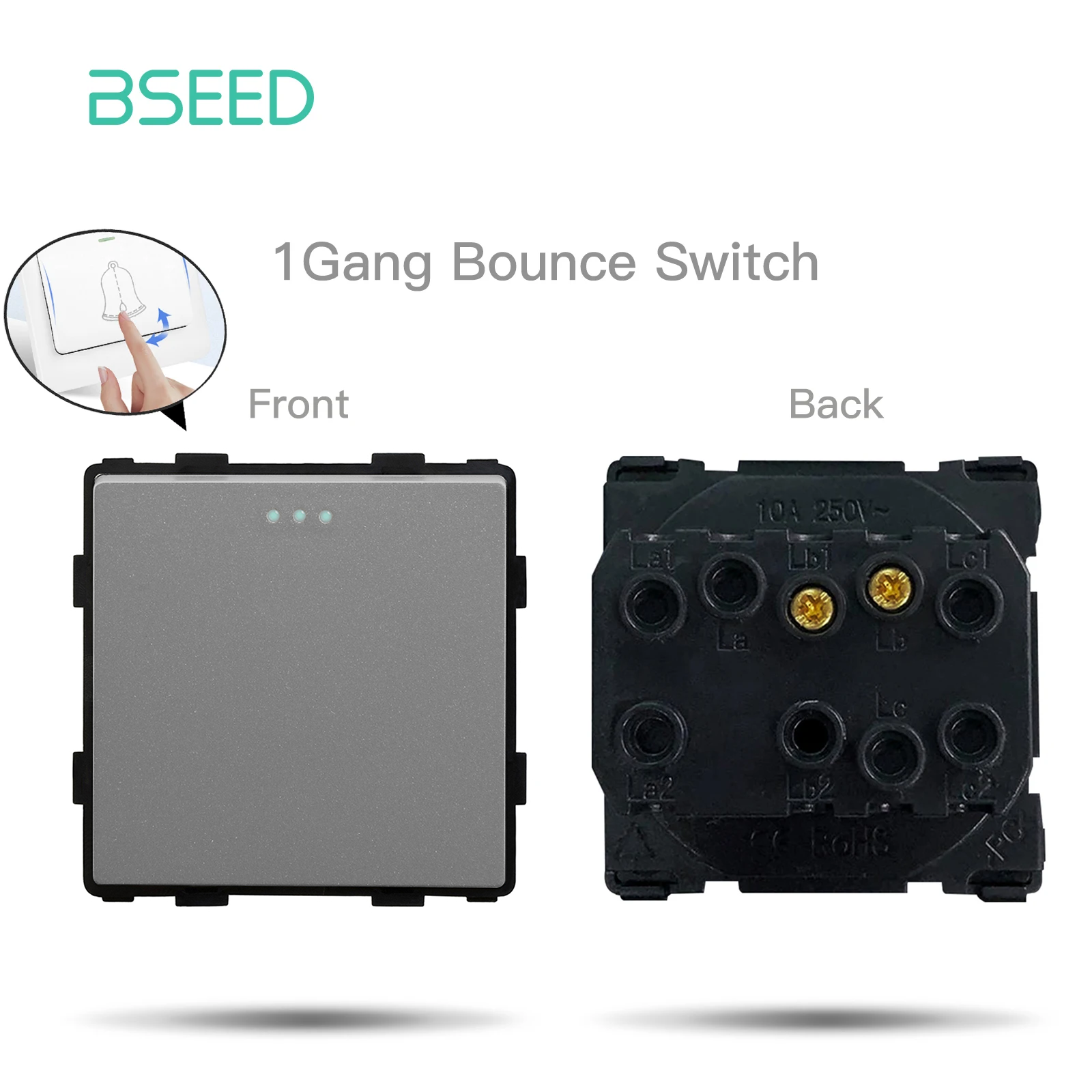 BSEED Mechanical Button Switches EU Socket TV ST CAT5 Double USB Sockets Function Parts Glass Socket Frames DIY Free Combination: Type1