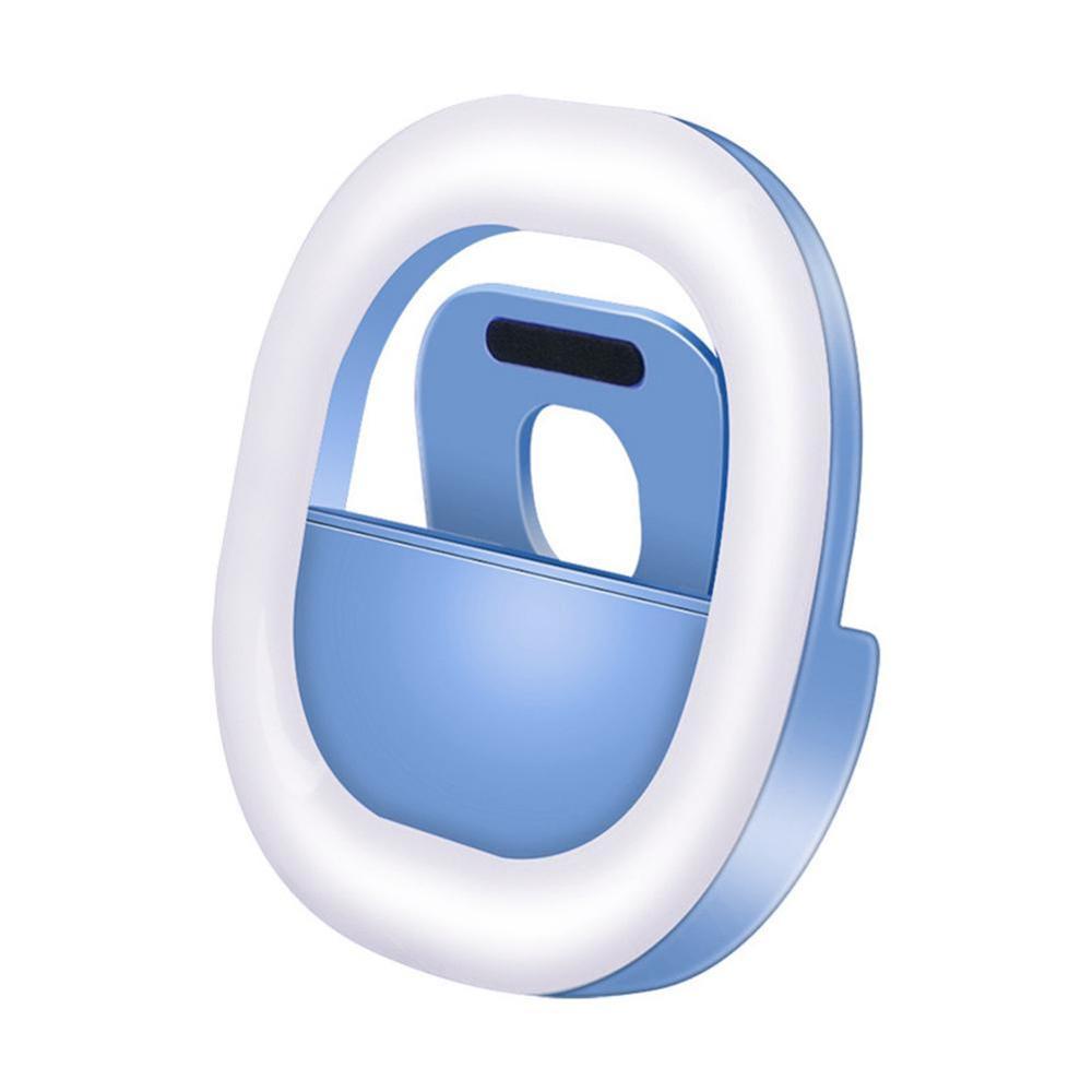 1PC Mini LED Ring Light Clip On Mobile Phone Fill Light Self Timer Square Miniature Mobile Phone LED Lamp Selfie Ring Light: blue