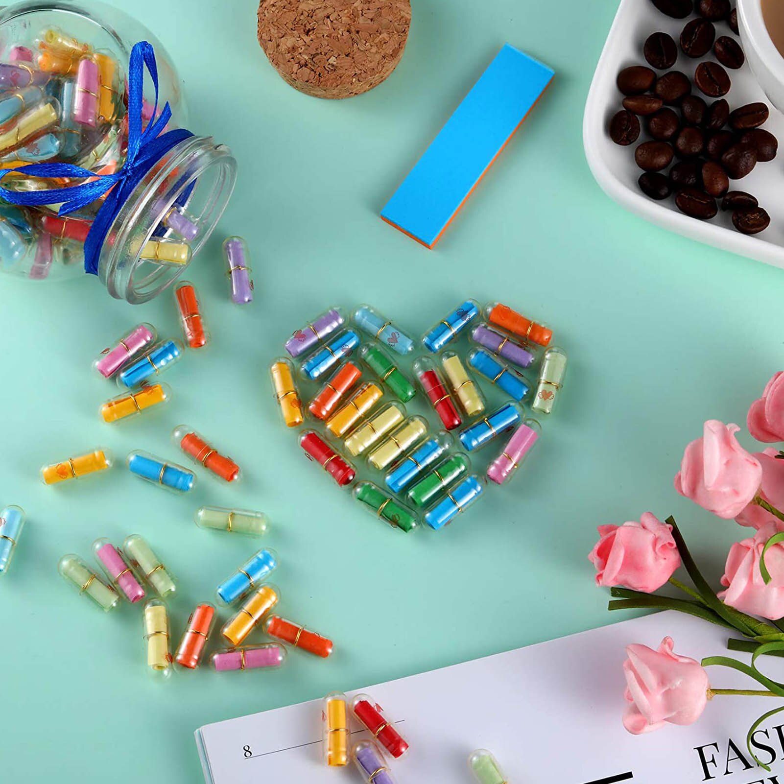 110PCS Cute Capsule Message Love Friendship Letter Wishing Bottle Clear Cork Glass Bottles For Wedding Home Decoration