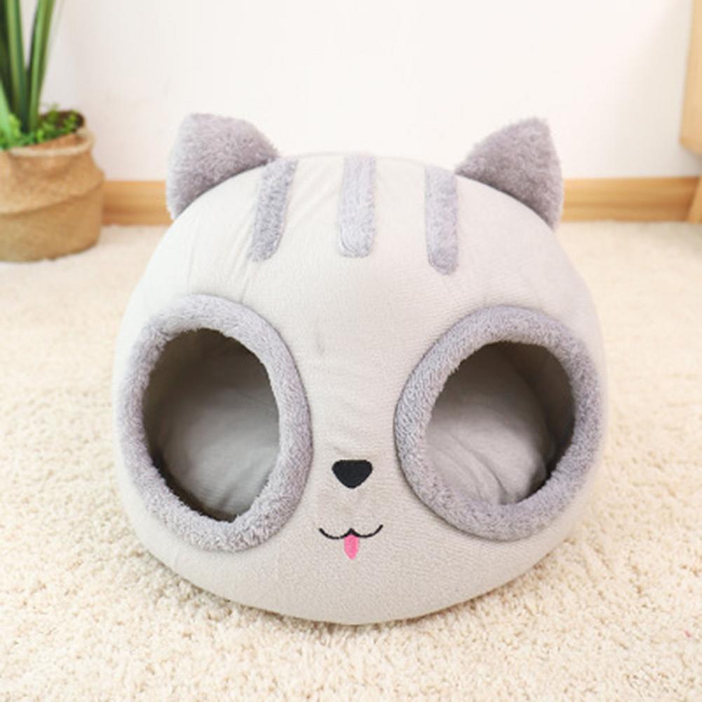 Cat Bed Cave Soft Covered Cat Bed Cat Head Shaped Pet Kitten Hut Panier Chat House For Cat Dog