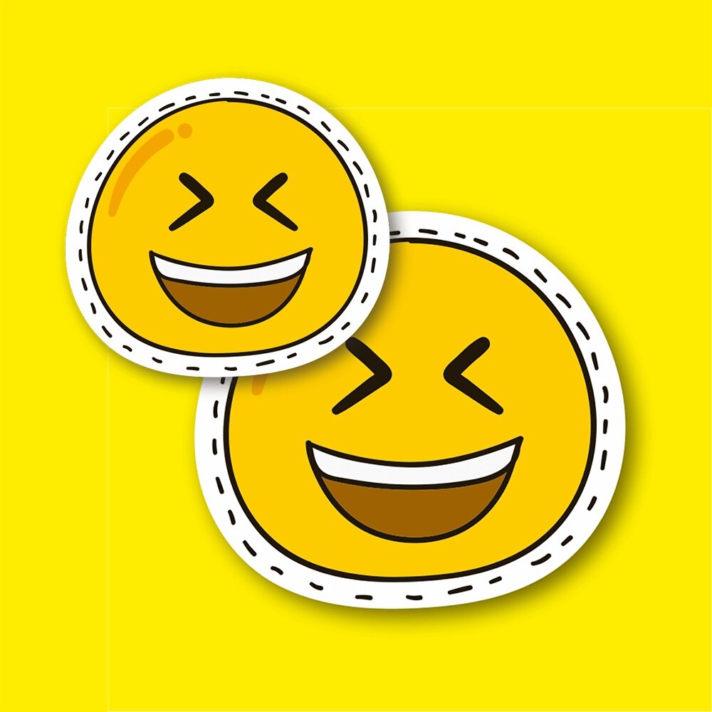 Lachen Krise Emoji Laptop und Telefon Aufkleber-Aufkleber 5cm und 3cm 2'li Set