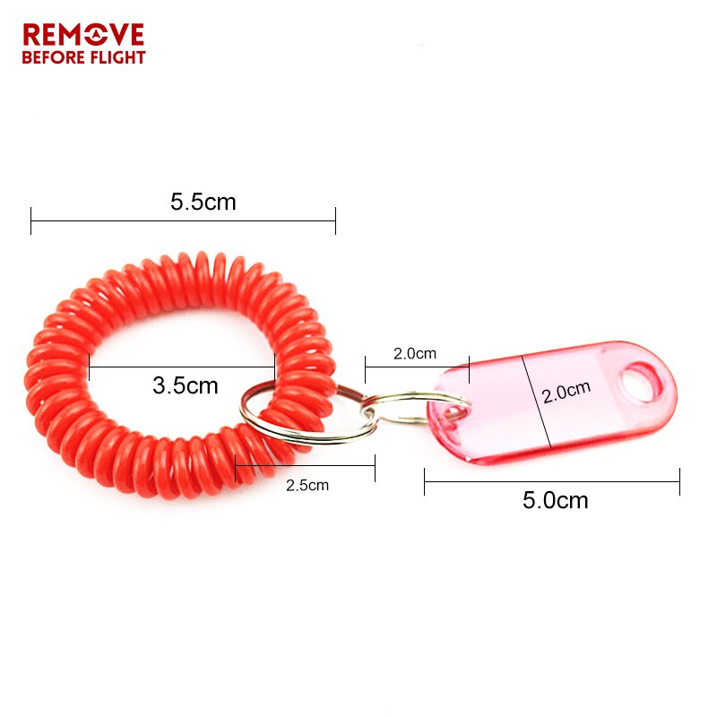 5 PÇS/LOTE ID Pulseiras para Chaveiro Chave Banda De Pulso De Plástico berloques Stretchy Bobina Cartões de Nome Wire-cabo Da Bagagem ID Tag Cadeia pulseira: Red