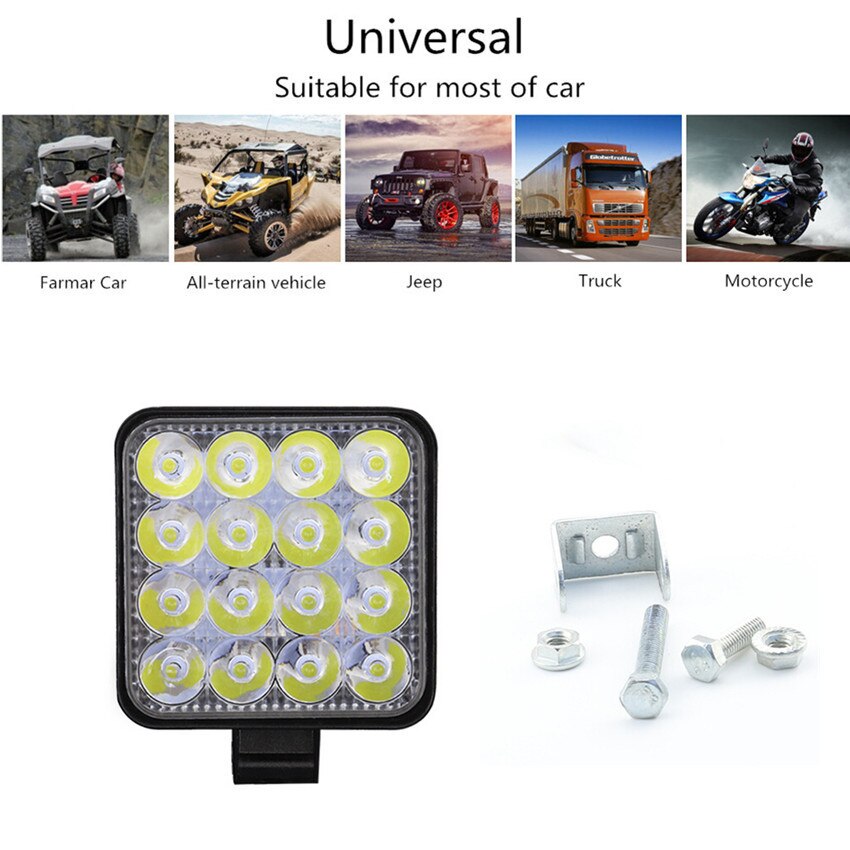 4 Stuks Auto Led Bar Worklight 48W 12V Offroad Mist Lamp 16 Led Lamp Tractor Koplamp lampen Spotlight Voor Truck Atv 4 I