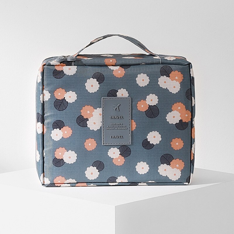 Vrouwen Make-Up Case Waterdichte Toilettas Multifunctionele Draagbare Grote Capaciteit Make-Up Tas Reizen Opbergtas Cosmetische Tas: Blue daisy