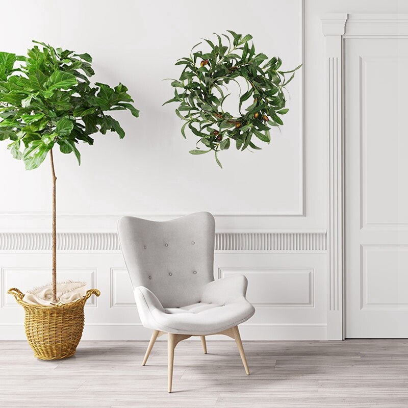 Olive Leaf Wreath Rustic Farmhouse, Faux Foliage Wreath, for Front Door, Welcome, Christmas, Outdoor, Indoor