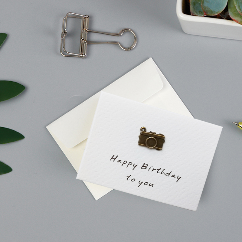 50Pack fold card with envelope greeting retro Metal Festival towers clover crown triumphal arch 8*6CM: E