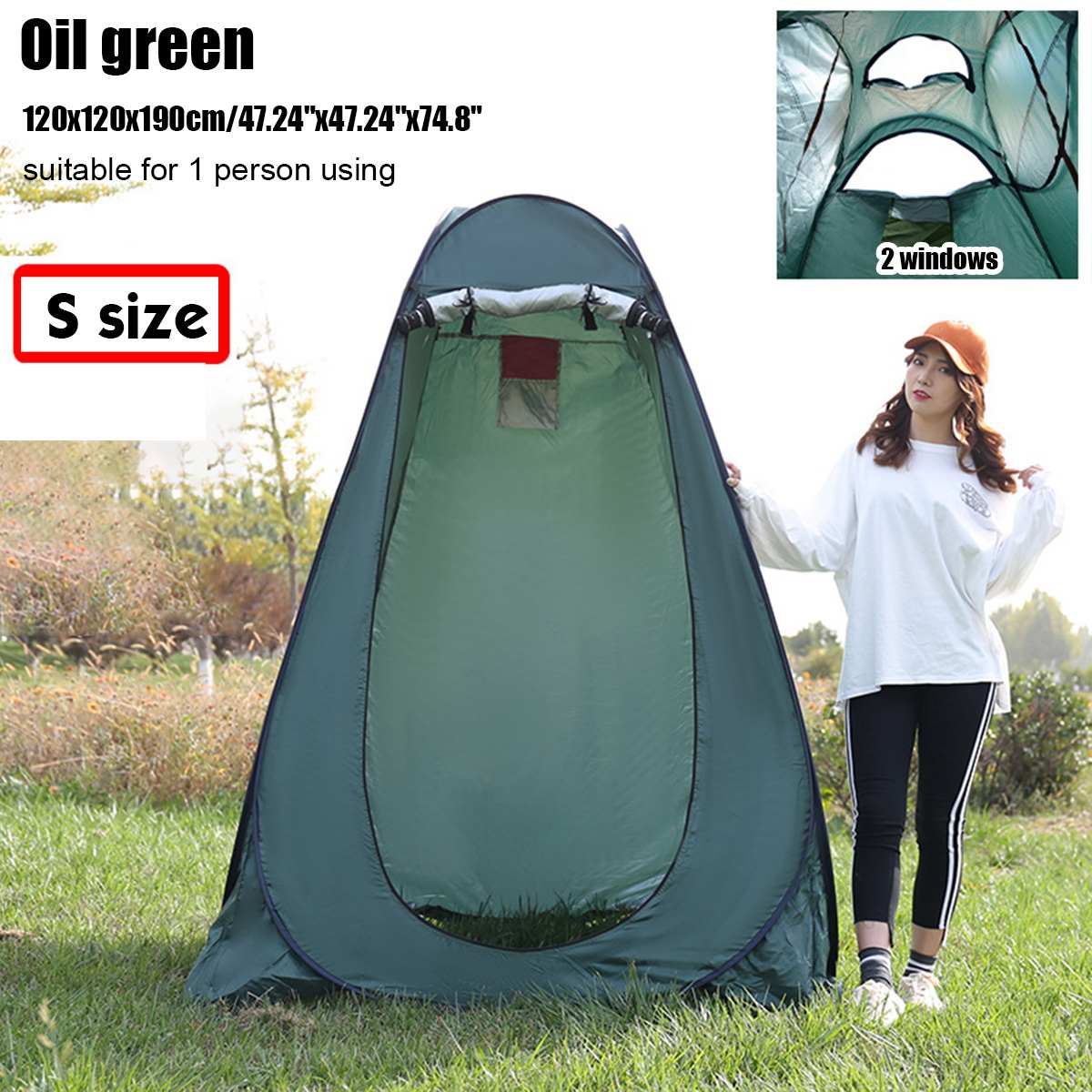 190Cm Draagbare Privacy Douche Toilet Camping Camouflage Functie Outdoor Picknick Shift Baden Dressing Tent Fotografie Tenten: single green