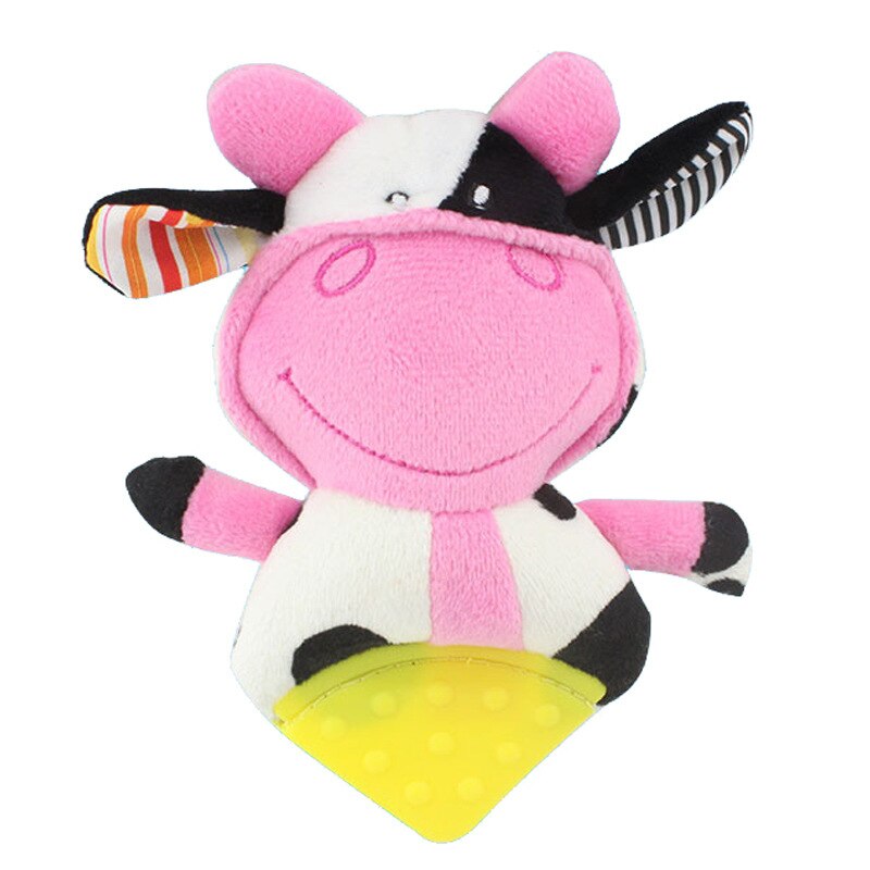 Nette Bunte Karikatur Tiere Kurze Plüsch Baby Zahnen BeißRing Bär Igel Giraffe Rassel Kleinkind Spielzeug Für Kleinkind