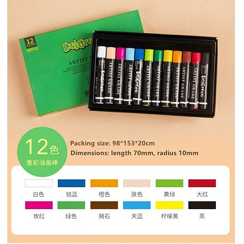 Lápiz de dibujo para estudiantes, suministros de Arte de forma redonda, Pastel de aceite suave, material de papelería escolar, , 12/24/36 colores: 12 colors