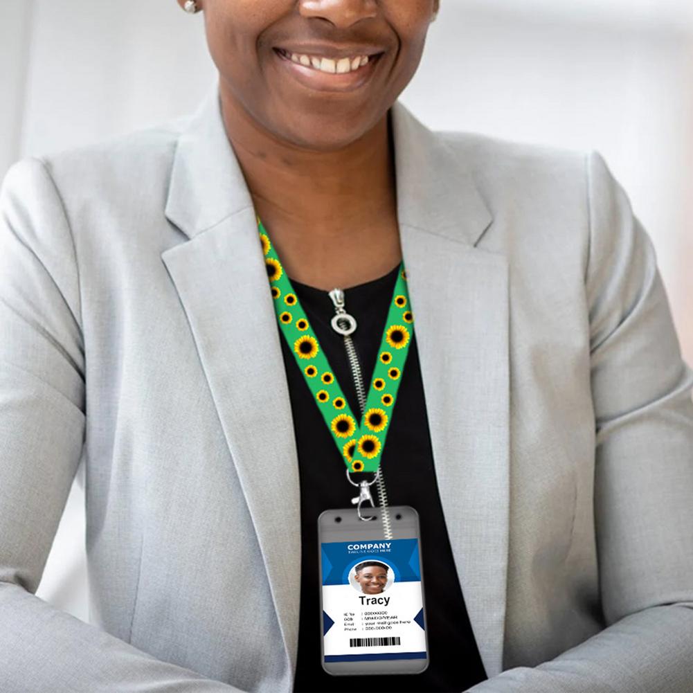 Universal Card Holder Includes Sunflower Neck Lanyard Straps And Transparent Badge Waterproof For Keys ID Card Plane Ticket