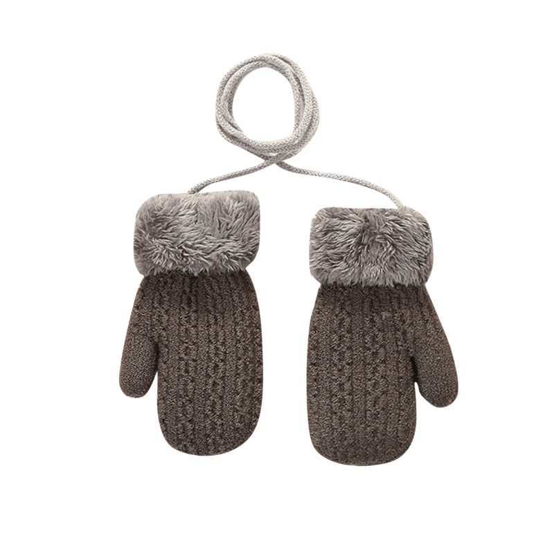Mitones de lana para niños, manoplas de punto para niños de 1 a 4 años, guantes cálidos para bebés: Dark Gray