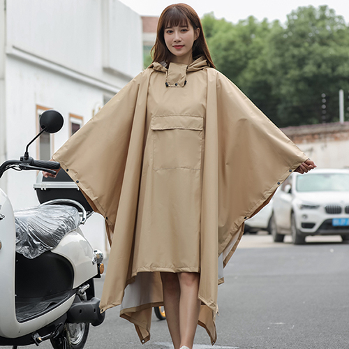 Poncho de lluvia para mujer, chubasquero, chaqueta, Abrigo con capucha para senderismo y ciclismo: Khaki