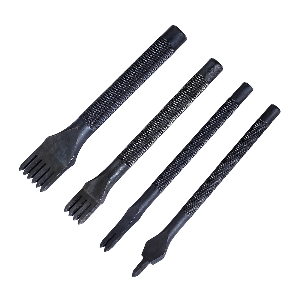 LMDZ Black Steel 3mm 4mm 1/2/4/6 Prong Inch Chisel Leather Craft Tools Hole Punch Lacing Stitching Perforate Leather