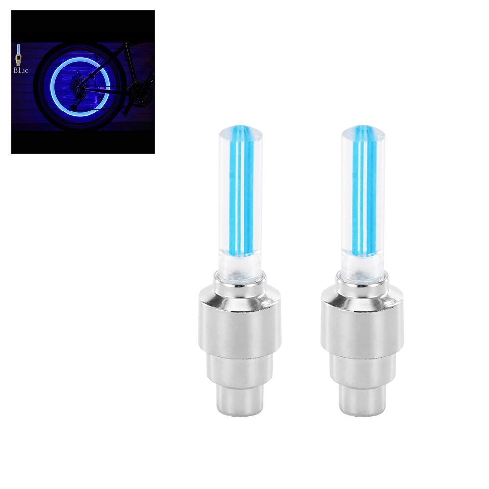 Fiets Led Light Tire Valve Cap Fiets Flash Light Mountain Racefiets Fietsen Tyre Wheel Led Neon Lamp Cover wiel: A pair Blue