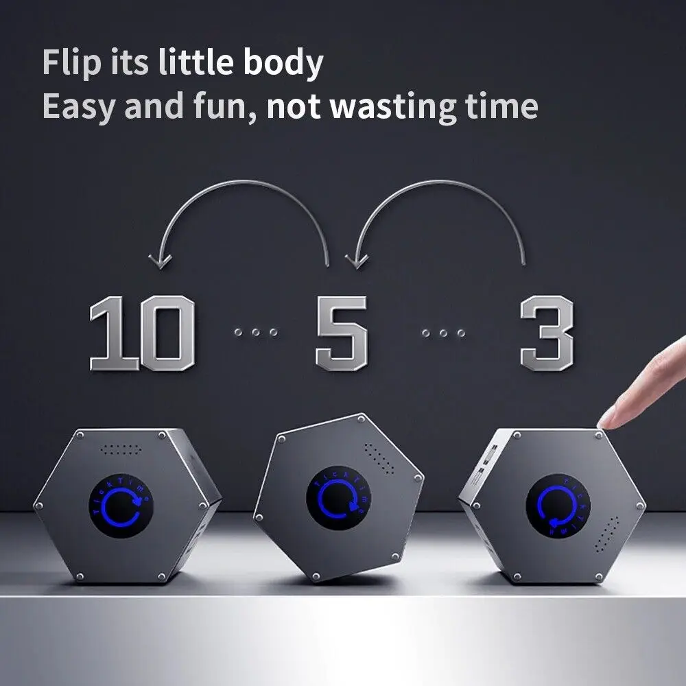 Digital Cube Timer,Magnetic Visual Timer with Flip Countdown and LED Display, Cube Digital Timer for Kitchen Cooking, Work