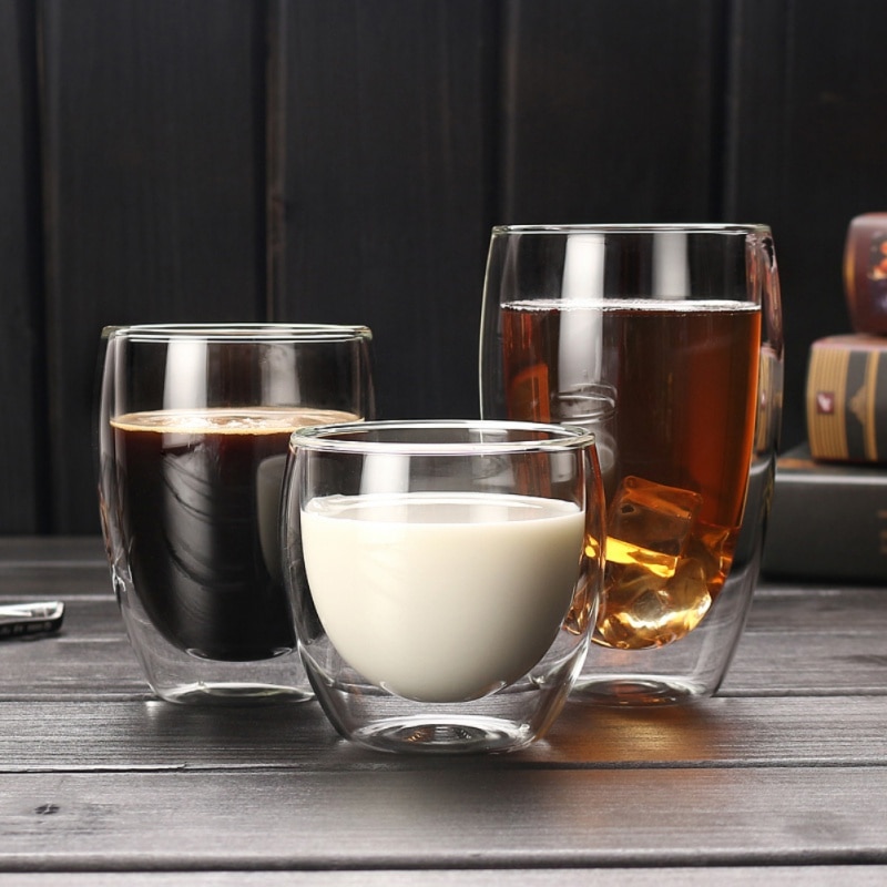 80 -650ml Double Wall Glass Shot Wine Beer Glass Double Wall Coffee Cup Tea Set Glasses Cup Heat Resistant Glass