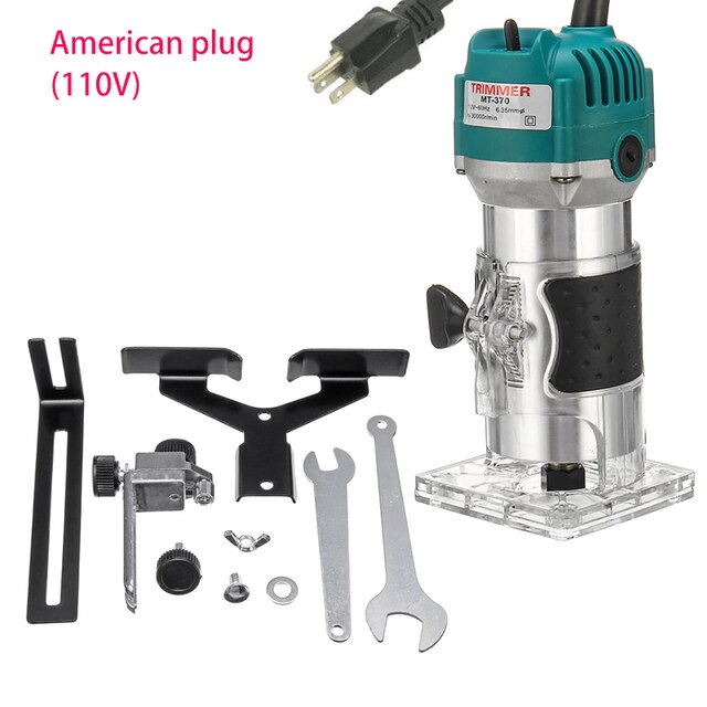 Recortadora eléctrica para carpintería, fresadora portátil de 220v, herramientas de trabajo mecánico de madera: US plug