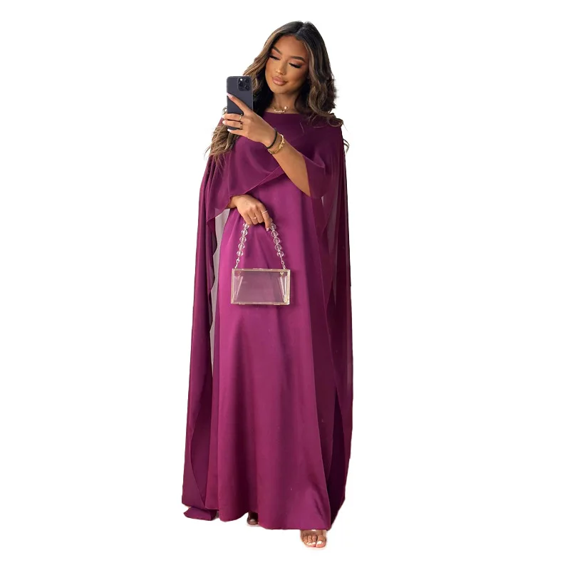 Ramadan Muslim Women Maxi Dress Cloak Abaya Dubai Kaftan Eid Djellaba Kebaya Islam Clothing Cape Party Gown Caftan Marocain Robe: S / Brown