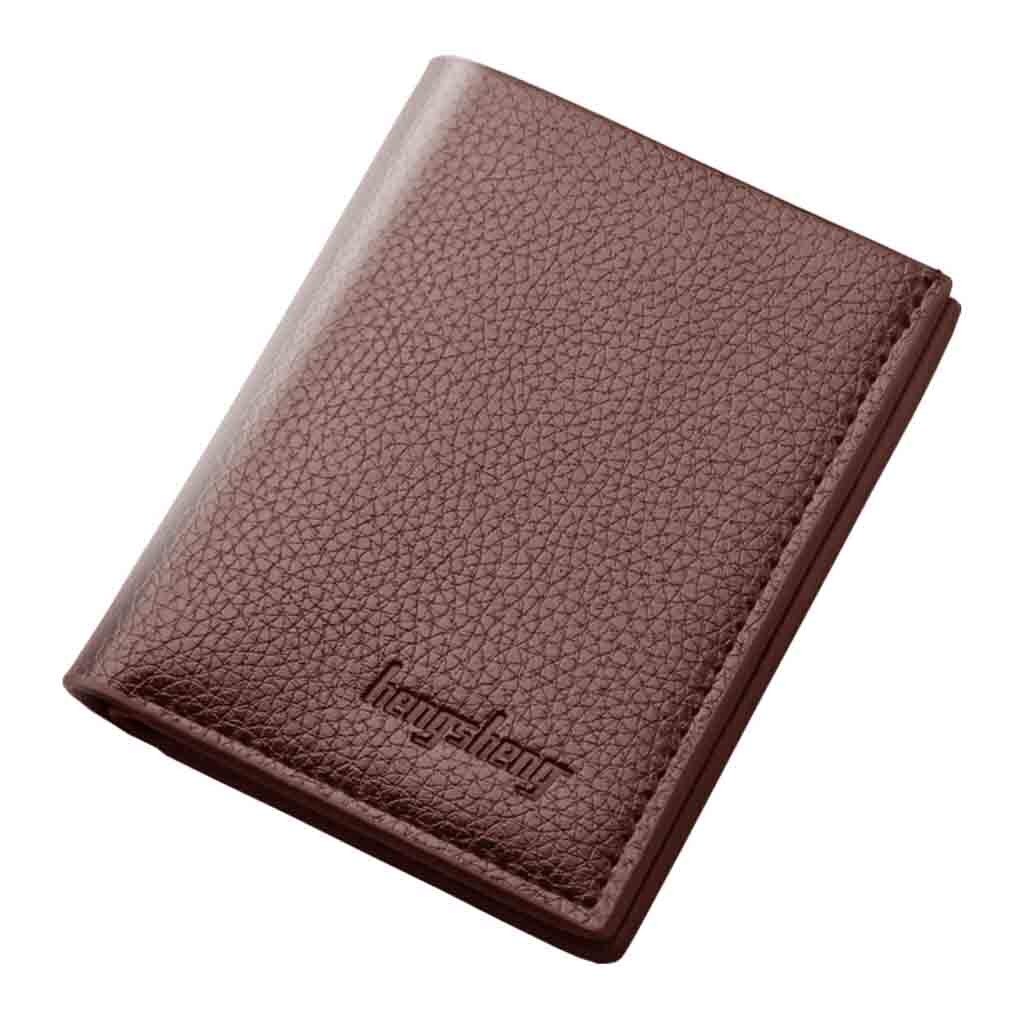 Portefeuille pour hommes, court, Vertical, Ultra-mince, paquet de cartes bancaires, petit porte-monnaie: Café