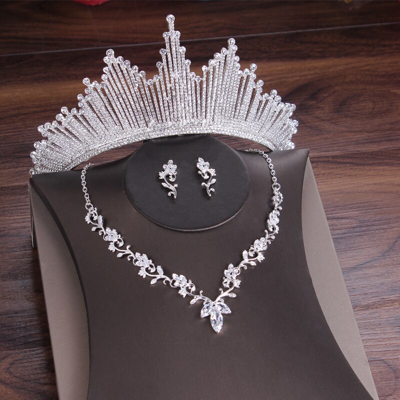 Crystal Bridal Jewelry Set Cubic Zircon African Crown sets Tiara Earrings Choker Necklaces Weddings African Beads Jewelry Sets