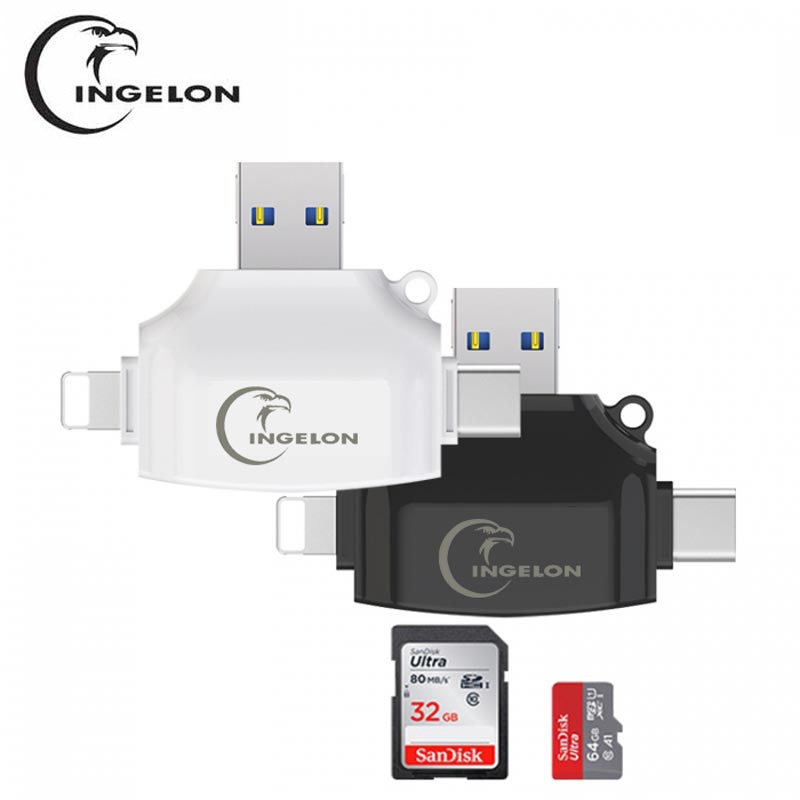 Ingelon USB SD Card Reader sd micro SD reader Adapter lightning usb otg cardreader type c For adaptateur iphone smartcard reader