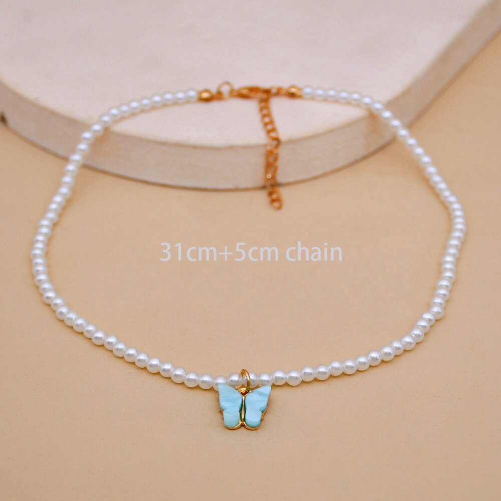 Shining CZ Cute Butterfly Pendant Charm Clavicle Choker Butterfly Necklace for Jewelry Women Girl: hdxl12p01