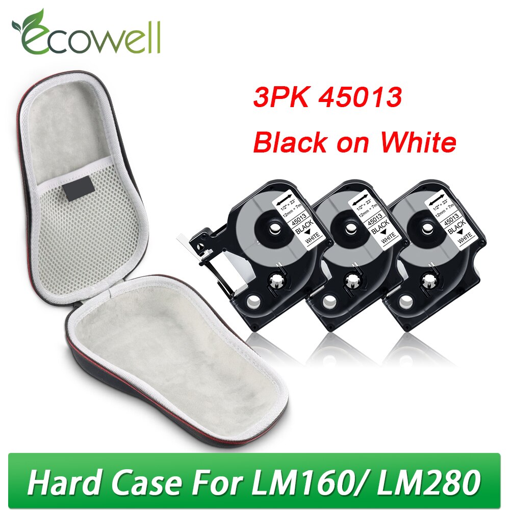 Ecowell przenośna torba podróżna dla Dymo LabelManager 160 280 D1 45013 LM160 drukarka do etykiet pokrowiec EVA ochronny podręczny schowek: 1 Case 3PK 45013
