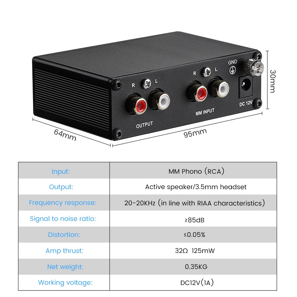 AIYIMA Audio HIFI MM Vinyl Phono Preamplifier LP Phono Amplifier Headphone Amplifier Phonograph Preamplifier For Home DIY