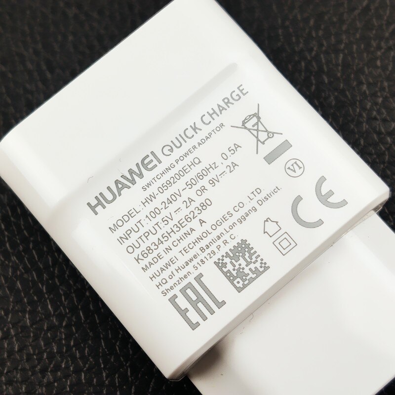 Oryginalna szybka ładowarka Huawei QC2.0 9V 2A ue wtyczka kabel Usb 3.1 typu C szybka ładowarka do P20 lite P9 P10 Nova 3 smartphone
