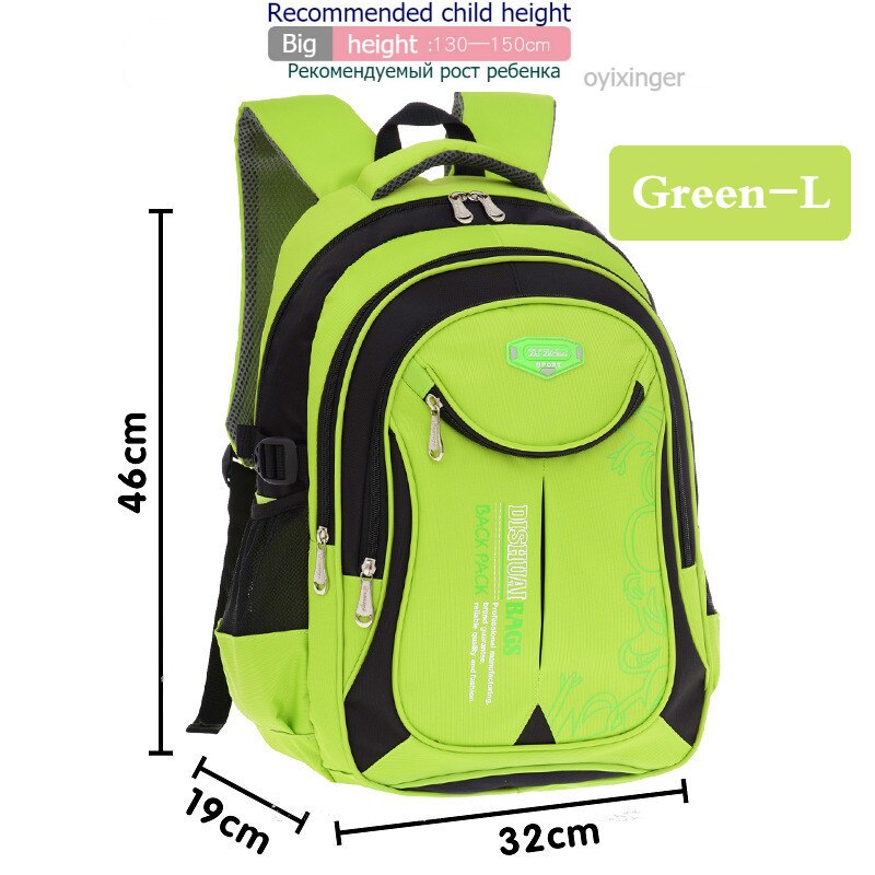 Mochilas escolares para niños de 1 a 12 años, morral escolar para niños de 1 a 2 a 3 a 4 a 5 a 6 grados: Green-L