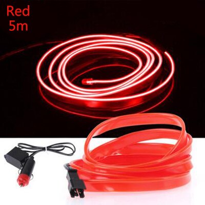 EL Draht Auto LED streifen licht für Neon- Party dekoration licht fahrrad tanzen lampe 12V wasserdicht USB streifen lampen innen flexibel: rot-5m