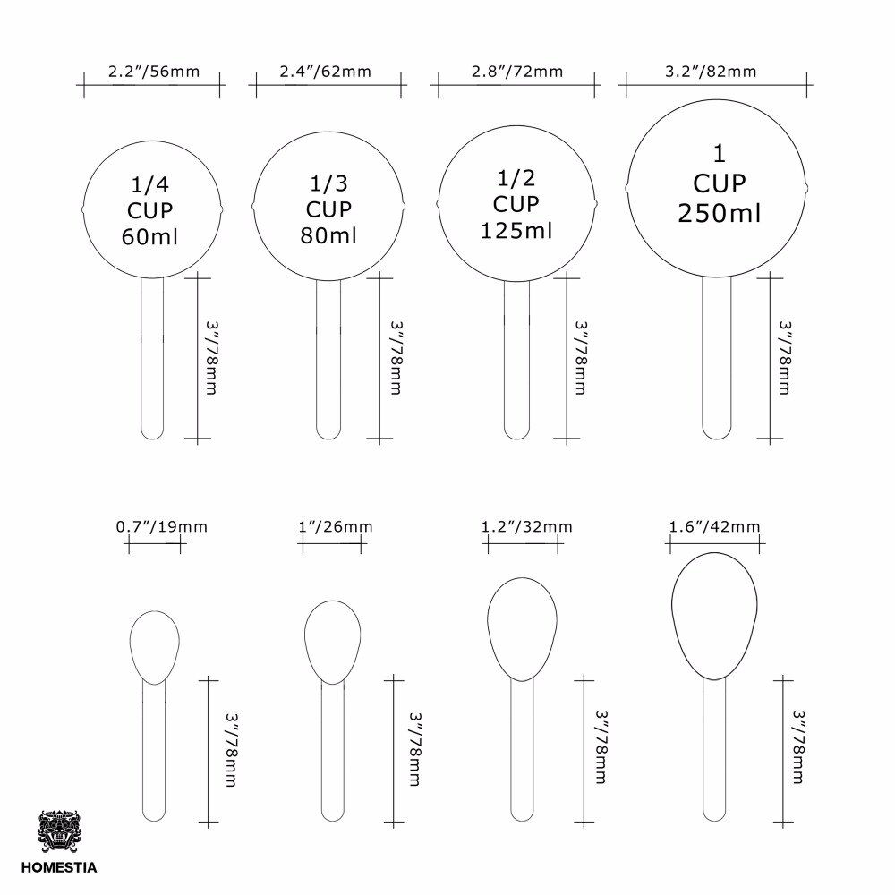 Stainless Steel Measuring Cups 8 PIECE Dry and Liquid Ingredients Cooking Utensils Gold Measuring Cups Measuring Spoons Set