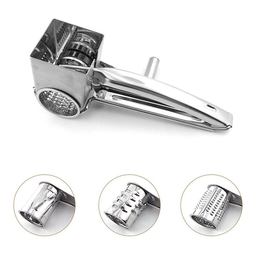 Stainless Steel Cheese Cutter Rotary Cheese Grater Vegetable Cutter Slicer Shredder 3 Interchanging Rotary Cylinders Drums