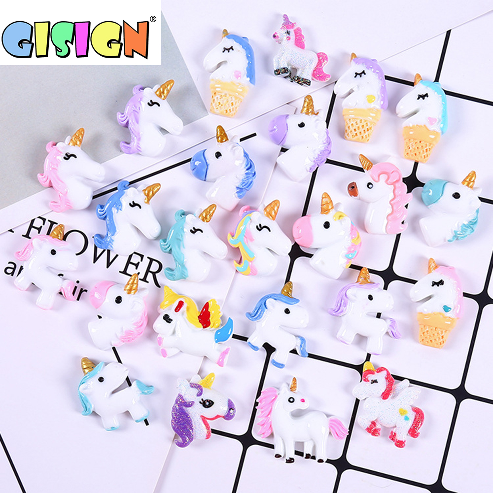 1/3/5/10pcs Resin Unicorn Charms For Slime Supplies DIY Filler Decoration Polymer Clay Lizun For Slimes Anti-stress Toys