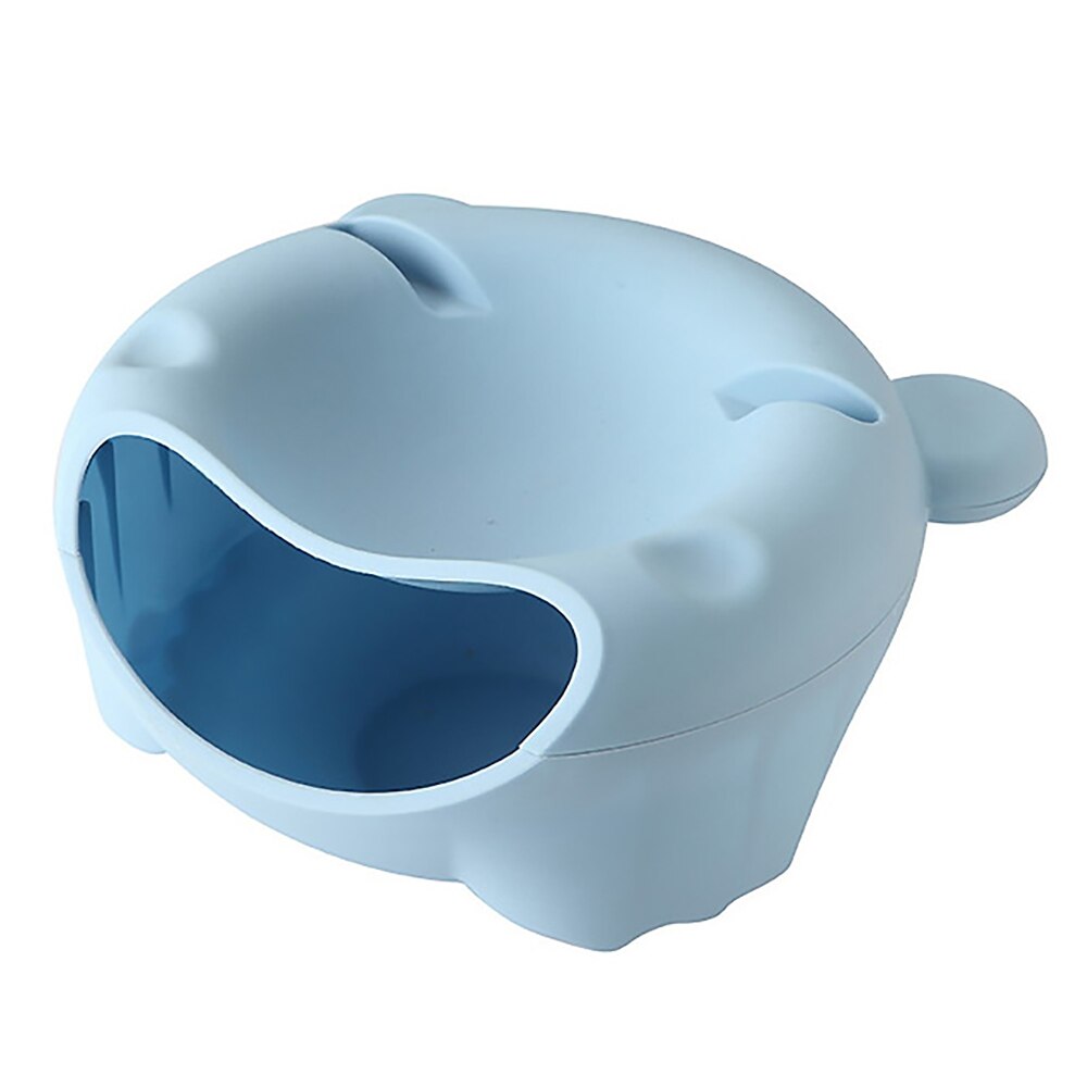 Modern Living Room Lazy Snack Bowl Plastic Double Layers Snack Storage Box Bowl Fruit Plate snack dish Phone Holder: blue