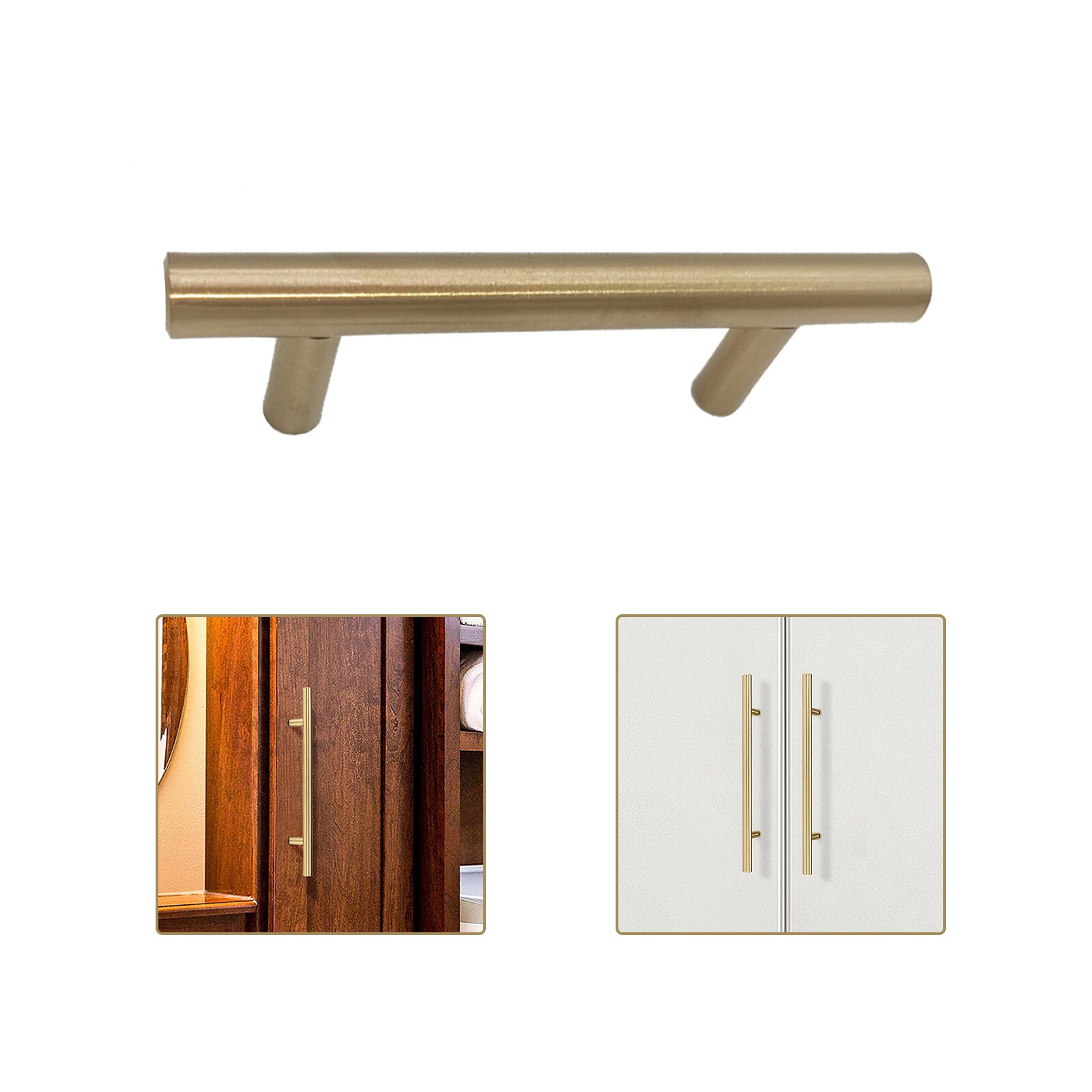 Modern Gold Kitchen Door T Bar Straight Handle Knobs Cabinet Pull Diameter Stainless Steel Handles Furniture Handle