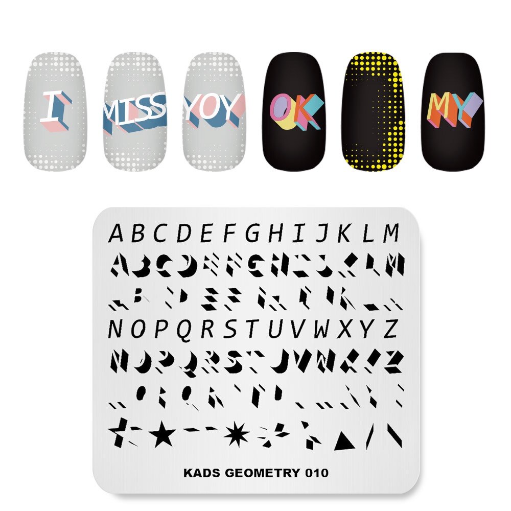 Nail Art Stamp Template Words Letter Small Patterns Nail Stamping Plate DIY Image Printing Plate Stainless Steel Stencils: Geometry 010