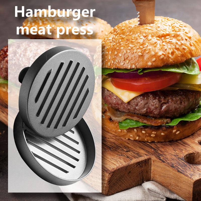 Bærbar rund form hamburger presse aluminiumslegering 11 cm hamburger kød oksekød grill burger presse patty maker skimmel køkken værktøj