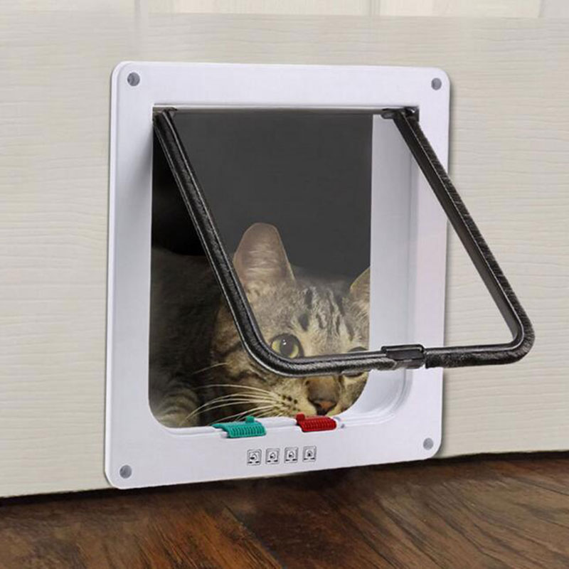 Pet Dog Door Lockable Household Doghole Automatic Safe Entry Frame Screen Dog Cat Gate Door Puppy Animal Hole