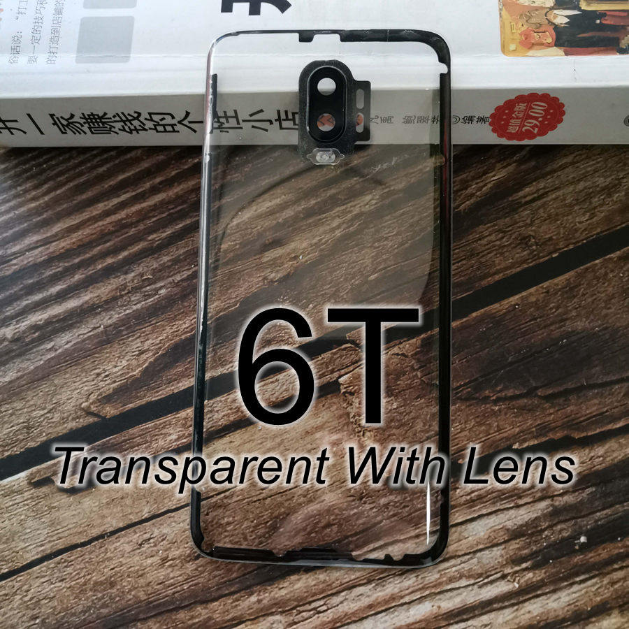 Transparant Clear Back Glass Cover Voor Oneplus 6 6 T Terug Batterij Cover Rear Behuizing Deur Glazen Case Vervanging Voor oneplus 6 T