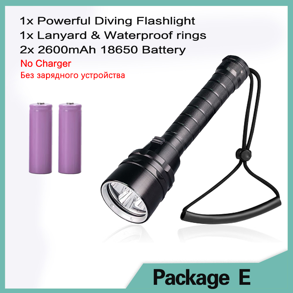 Professionele Super Krachtige 8000LM led Duiken IPX8 Waterdichte Zaklamp Duiker Licht LED Onderwater Zaklamp Lamp Lanterna: Rood / Bruin