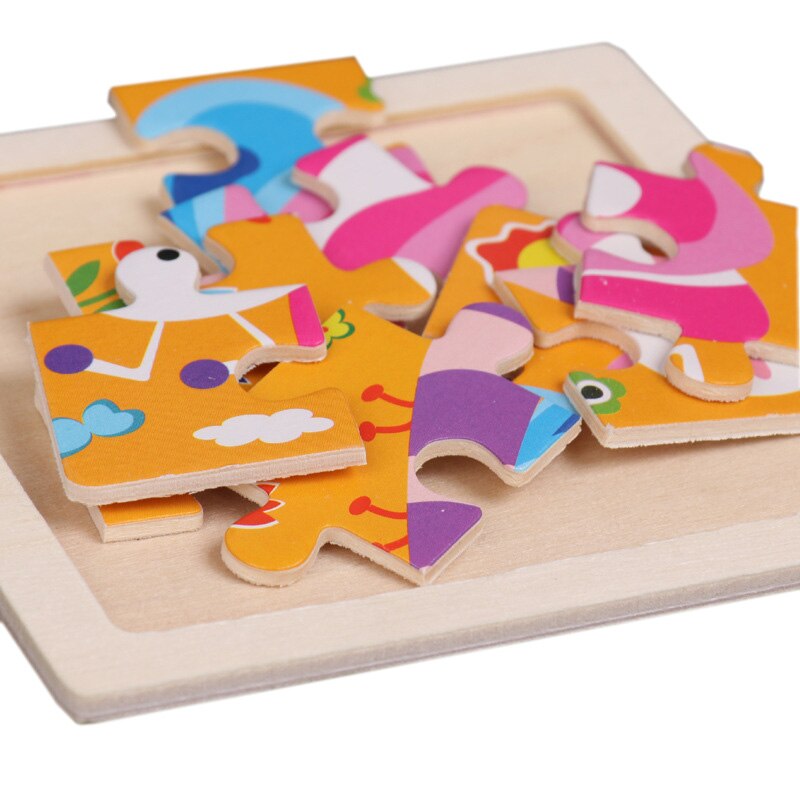 Intelligenza Giocattolo Per Bambini In Legno 3D Jigsaw Puzzle Tangram per I Bambini Del Bambino Del Fumetto Animale/Traffico Puzzle Giocattoli Educativi di Apprendimento