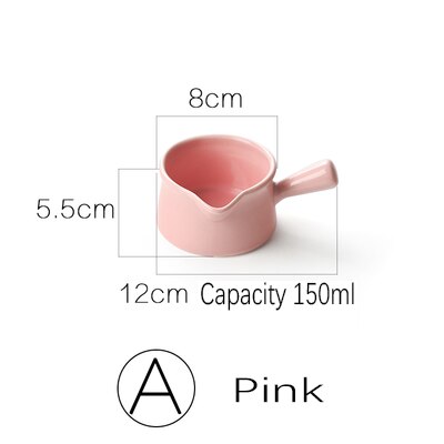 Ceramic Macarons Milk Jug Super Cute Spout Single Handle Milk Thistle Sauce Mini Bowl Baby Food Bowl Snack Saucer: A.Pink