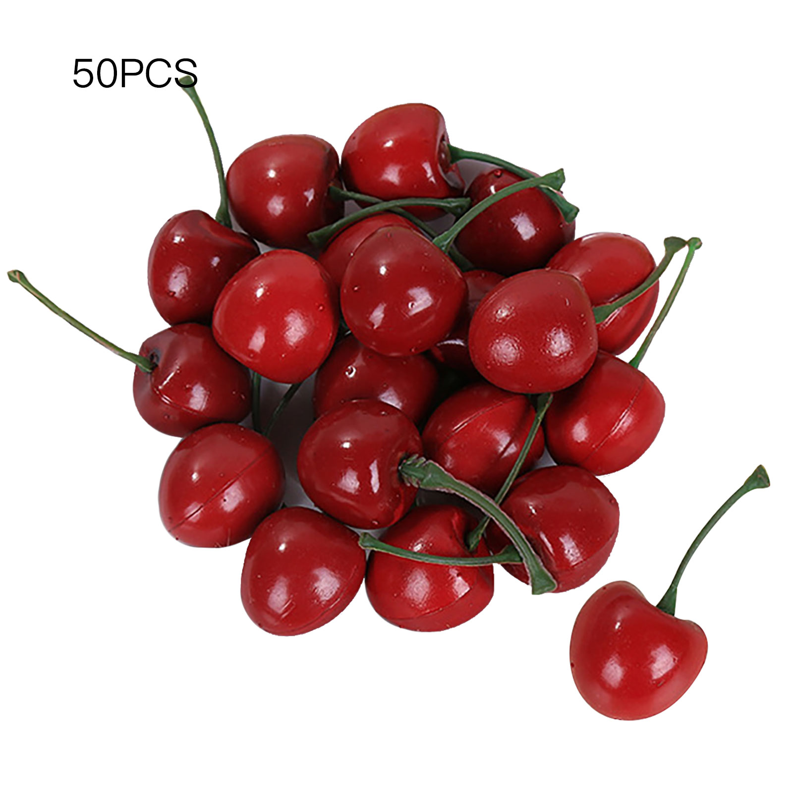 Simulation Cherry Cherries Realistic 2.5cm 50pcs/set 50pcs 205cm Plastic For Party Decor Mini Fruits: Red